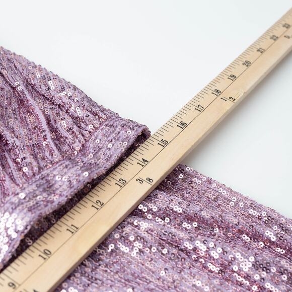 Ieena for Mac Duggal Sequined Ruched One Shoulder Gown in Purple - Picture 8 of 9